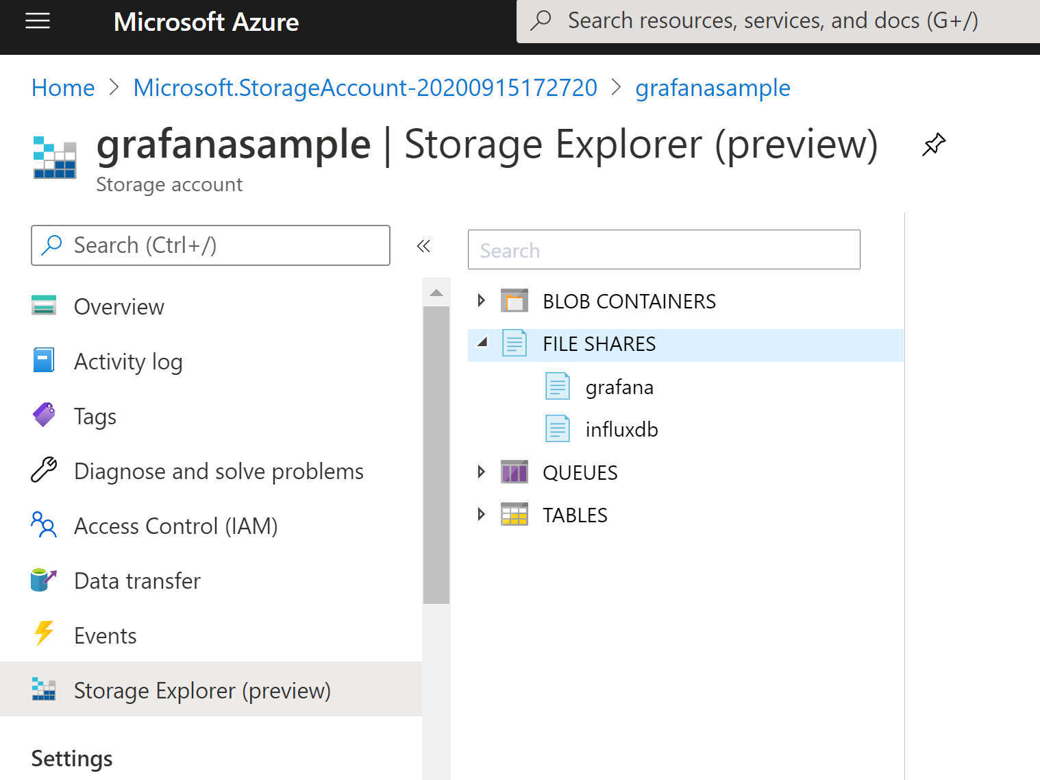 Create Storage File Shares Form