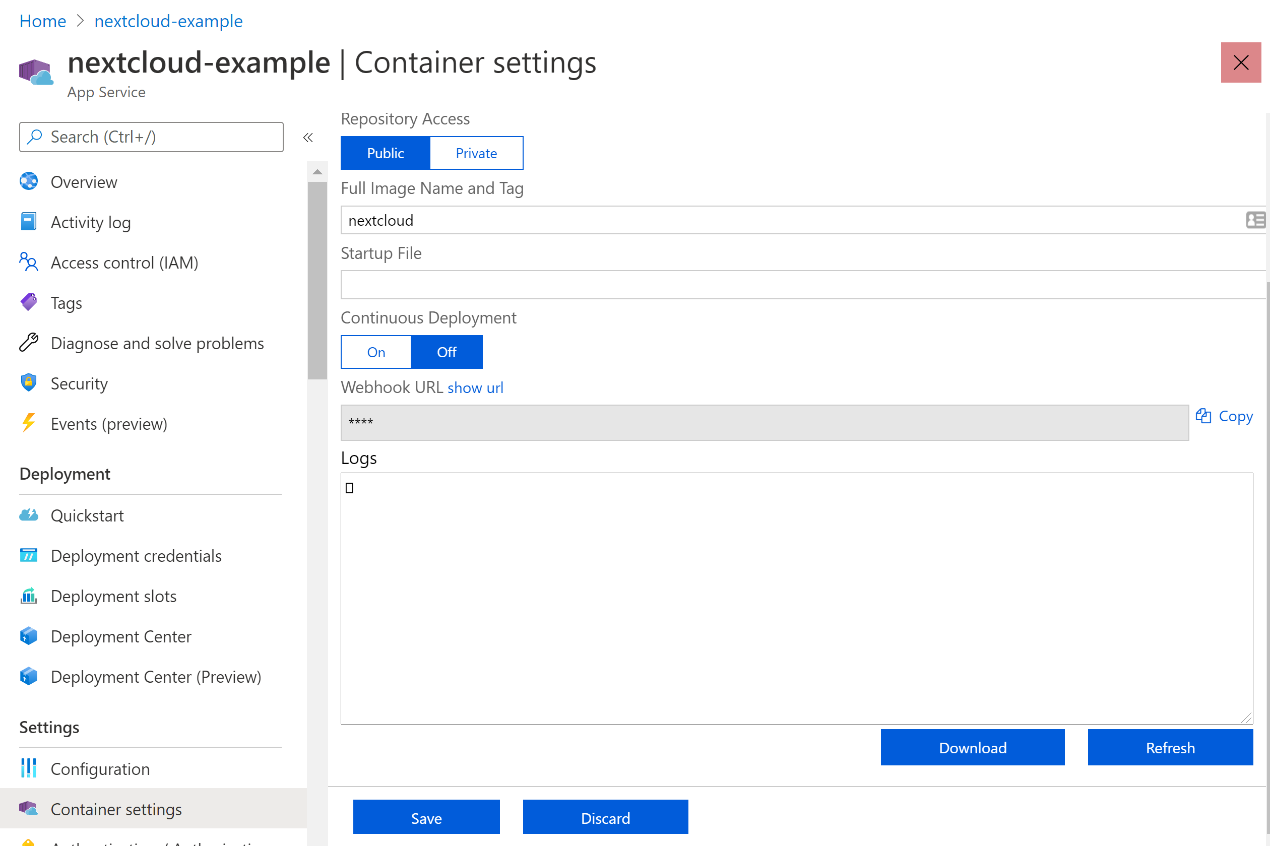 App Service Empty Logs